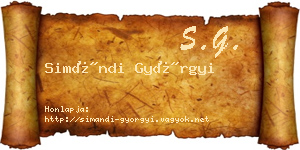 Simándi Györgyi névjegykártya