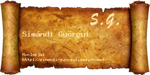 Simándi Györgyi névjegykártya